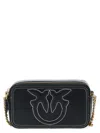 Pinko Borsa A Tracolla Nera Carrie Con Logo Love Birds In Rilievo In Black