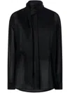 Pinko Flowing Black Viscose Shirt With Classic Collar In Black