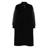 Pinko Long Padded Coat Ribbed Collar In Black