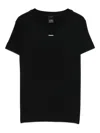 Pinko Black Cotton Crew Neck T-shirt With Logo  In Black