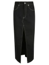 Pinko Slit-front Denim Skirt In Black