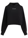 Pinko Logo Print Cropped Hooded Sweatshirt In Black