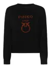 Pinko Wool Sweater With Logo In Negro
