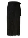 Pinko Midi Skirt With Delicate Lace Overlay In Black