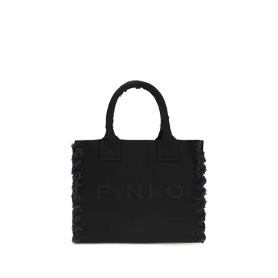 PINKO BLACK COTTON SHOULDER BAG