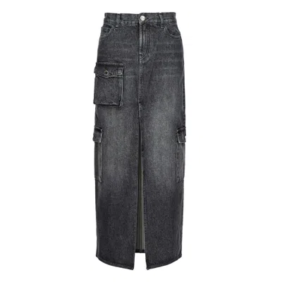 Pinko Black Cotton Skirt In Gray
