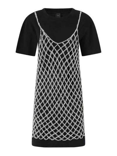 PINKO BLACK COTTON T-SHIRT DRESS