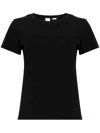 Pinko Bussolotto Black Crewneck T-shirt With Love Birds Diamond Cut Logo Embroidery On The Front In Cotton