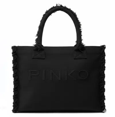 Pinko Black Cotton Tote Bag