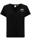 Pinko Turbato T-shirt With Jewel Embroidery In Cotton In Black