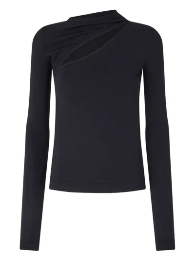 PINKO WOMEN BLACK CUT-OUT TOP, M LUXURY TOPS FOR WOMEN DARVEYS
