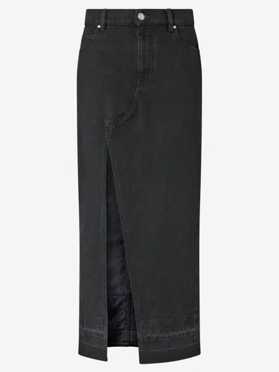 Pinko Black Denim Maxi Skirt