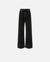 Pinko Wide-leg Denim Jeans With Fixed Cuff In Black