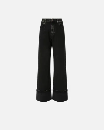 Pinko Black Denim Wide-leg Jeans
