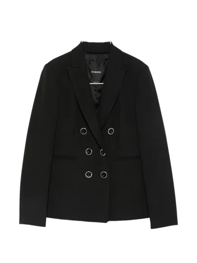 Pinko Black Double-breasted Blazer Jacket With Pockets