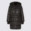 Pinko Technical Canvas Down Jacket With Logo Print In Black