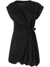 Pinko Cotton Dress With Pleated Skirt And Buttoned Shoulders