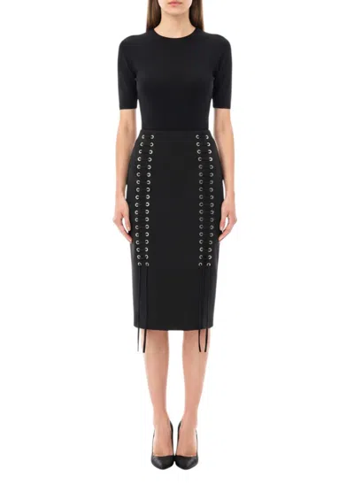 Pinko Black Embellished Midi Skirt