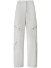 Pinko High-waisted Wide-leg Pants With Zippered Pockets In Gray