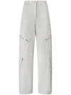Pinko High-waisted Wide-leg Pants With Zippered Pockets In Gray