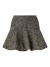 Pinko Flared Tweed Flannel Mini Skirt In Gray