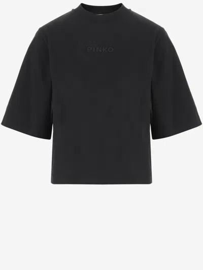 PINKO BLACK FRONT LOGO T-SHIRT