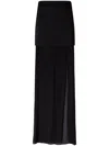 Pinko Jupe Longue Élégante En Satin Et Crêpe Georgette Transparent In Black