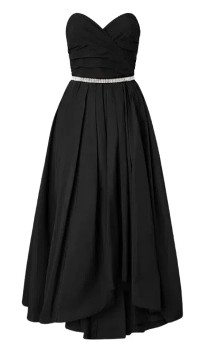 Pinko Black Gathered A-line Belted Dress