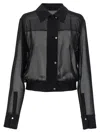 Pinko Black Georgette Crop Shirt With Elastic Waistband In Black