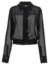 Pinko Black Georgette Crop Shirt With Elastic Waistband In Black