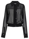 Pinko Black Georgette Crop Shirt With Elastic Waistband In Black