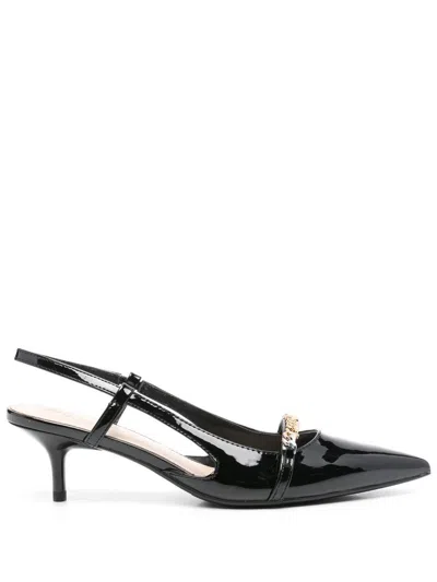 PINKO BLACK 'GLORIA' PATENT LEATHER SLINGBACKS
