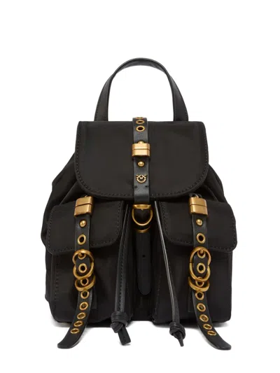 PINKO PINKO BLACK GOLD POLYAMIDE HANDBAG