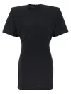 Pinko Mini Dress With Padded Shoulders And Belt In Black