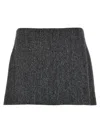 Pinko Black Grass Wool Skirt In Black