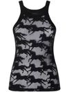 Pinko Semi-trasparent Black 'wipe' Top With Horses In Black