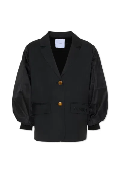 Pinko Kids' Black Jacket For Girl With Logo