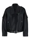 Pinko Black Jacket With Dropped Shoulders And Belted Waist In Black