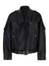 Pinko Black Jacket With Dropped Shoulders And Belted Waist In Black