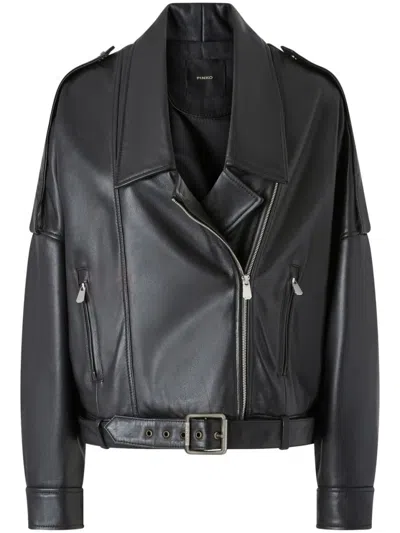 PINKO PINKO BLACK JACKET WITH OFF-CENTRE ZIP