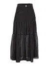 Pinko Long Skirt In Canvas And Cotton Voile