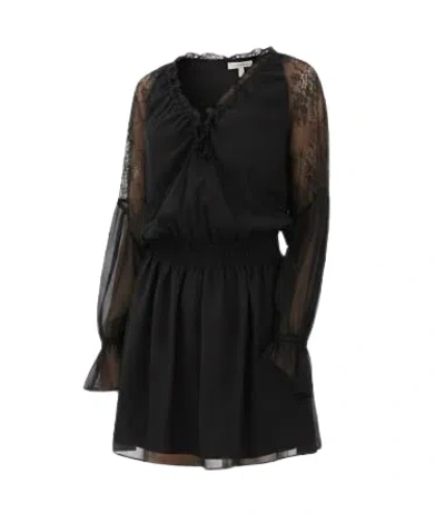 Pinko Black Lace Gathered Skirt Dress