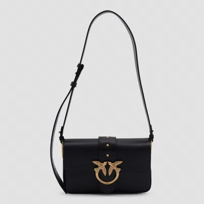 Pinko Black Leather Amo Shoulder Bag