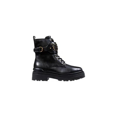 Pinko Black Leather Ankle Boots
