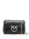 Pinko Quilted Leather Shoulder Bag With Bird Clasp In Black
