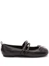 Pinko Nappa Leather Ballet Flats With Straps And Bow In Black
