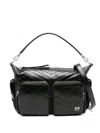 Pinko Black Leather 'cargo' Shoulder Bag  In Black