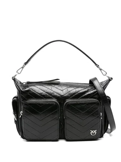 Pinko Black Leather 'cargo' Shoulder Bag