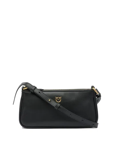 PINKO PINKO BLACK LEATHER CROSSBODY BAG