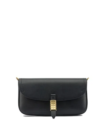Pinko Black Leather Crossbody Bag In Orange